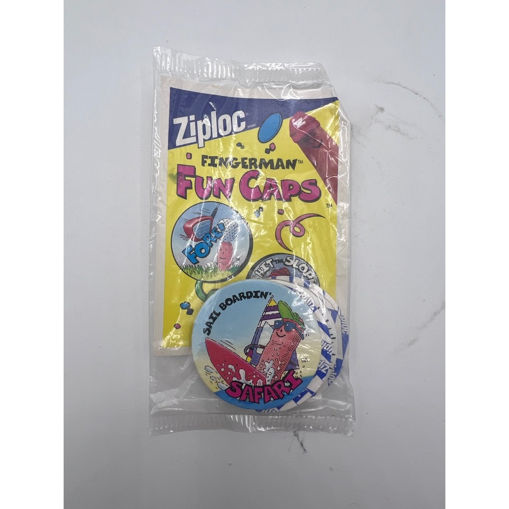 Ziploc Fingerman Fun Caps Pogs 3 Pack Sealed 1995‎ Promo Advertising Kids Toys